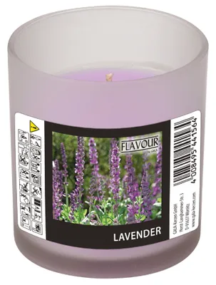 Produktbild von Gala Flavour by GALA Duftkerze im Glas Ø 70 mm, 77 mm violett - Lavender Indro 96881 Design-Kerzen Wachskerzen