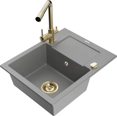 Produktbild von Mexen Enzo 1 Becken-Granitspüle mit Abtropffläche und Mischbatterie Duero, Grau - 6506-71-671600-50