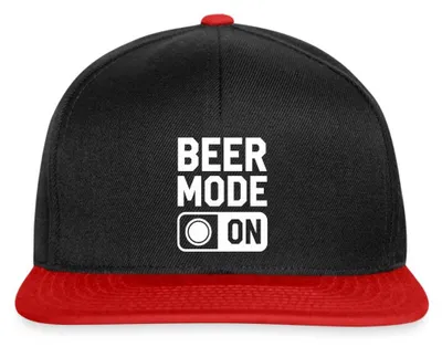 Produktbild von Spreadshirt Beer Mode On Lustiger Bier Party Look Snapback Cap, One size, Schwarz/Rot