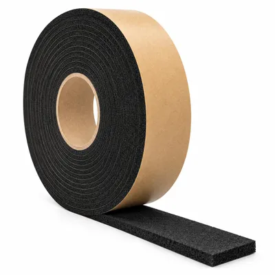 Image de Granulés de caoutchouc adhésifs, rouleau de 20 mètres x 40 mm x 3 mm. Bandes de caoutchouc pour sous-couche de terrasses, protection de la construction pour bois et matériaux composites bois-plastique (WPC), poutres et structures de support, Image générée par une IA