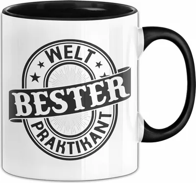 Produktbild von Praktikant Tasse Geschenk Kaffee-Becher Lustiger Spruch Welt Bester Praktikant (Schwarz)
