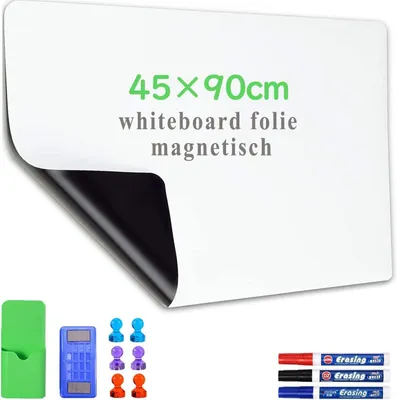 Obrázok produktu pre Lyzzxi fólia na tabuľu, 45 x 90 cm, magnetická samolepka, DIY, obsahuje hubku na fixy, nástenné plochy v škole, v kancelárii, e