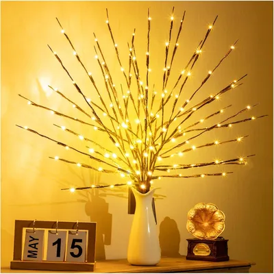 Produktbild von 3er-Set 60 LEDs Lichterbaum-Zweige, Lichterzweige Warmweiß, Zweiglampe für Home Room Vasendekoration