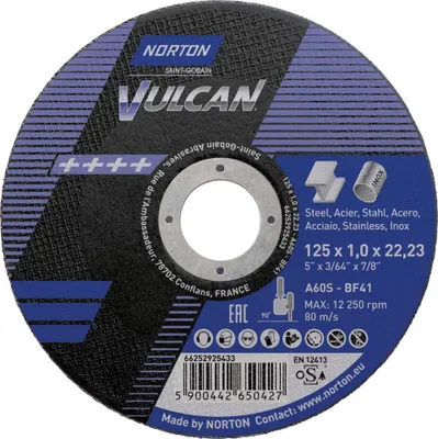 Zdjęcie produktu dla Tarcza tnąca Vulcan Norton Ø 125x22,23 mm