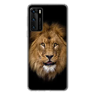 Produktbild von MuchoWow® Handyhülle Schutzhülle Hülle für Huawei P40 Löwe - Porträt - Schwarz - Tiere Silikon Softcase Handy Hülle - Handytasche