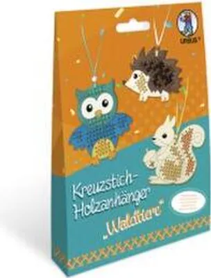 Produktbild von URSUS 3 Kreuzstich-Holzanhänger "Waldtiere"