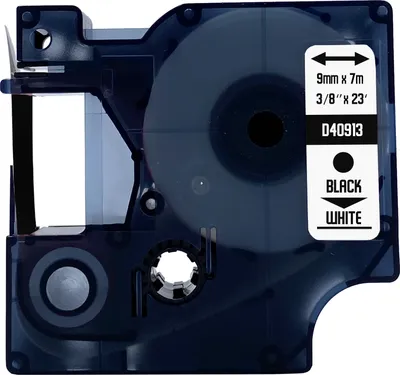 Produktbild von DULA Etikettenband - Kompatibel mit Dymo D1 40913 - 1 Stück - Schwarz auf weiß - 9mm x 7m