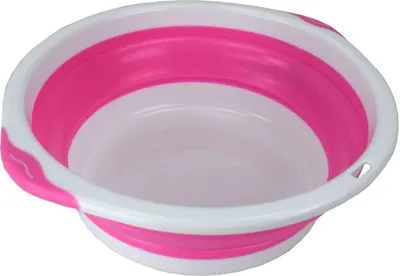 Produktbild von Spülschüssel faltbar 30cm Mehrzweckschüssel pink-weiß Silikon Schüssel Camping