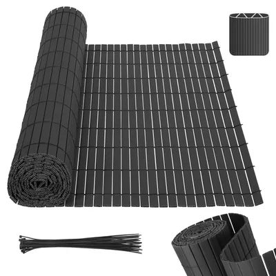 Productafbeelding van Vigevee privacy-scherm, PVC, privacy-omheining, antraciet. Windscherm voor tuin, balkon en terras, 80x500 cm. Stabile W-vorm