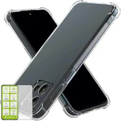 Immagine prodotto di Custodia per cellulare + vetro protettivo per Motorola Moto G17 / G15 / Power Shock in silicone e TPU