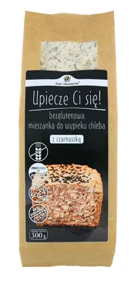 Zdjęcie produktu dla MIESZANKA DO WYPIEKU CHLEBA Z CZARNUSZKĄ BEZ DODATKU CUKRÓW BEZGLUTENOWA 500 g - PIĘĆ PRZEMIAN