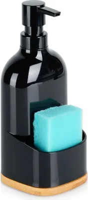 Immagine prodotto di Dispenser di detersivo per piatti con porta spugna, nero, 500 ml