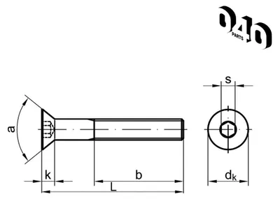 Zdjęcie produktu dla Śruba głowką stożkową ISO 10642 M8, 8-8, czarna, ocynkowana, z łbem mimośrodowym - długość: 40 mm - ilość: 1 sztuka