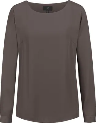 Produktbild von Greiff CHIFFON Damen Chiffon-Bluse Langarm Rundhals Regular Taupe 52