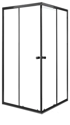 Produktbild von Kerra Olga SQ Black 90x90 Solo Duschkabine ohne Duschwanne, schwarz Profile, 4mm ESG transparent Sicherheitsglas