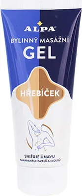 A tube of Alpa Nelken-Kräuter-Massage-Gel.