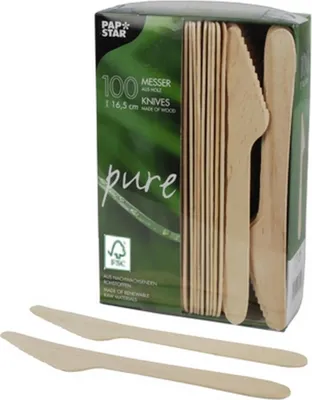 Produktbild von 100 Messer, Holz "pure" 16,5 cm