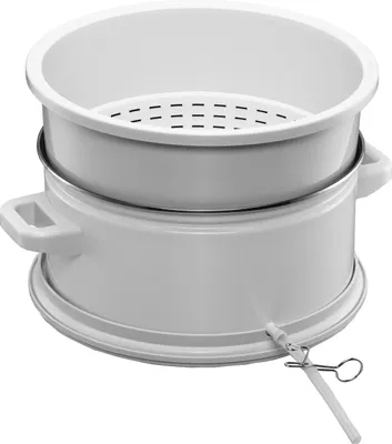 Produktbild von Entsafteraufsatz EA 1803, passend für alle Rommelsbacher Einkochautomaten, Saftauffangbehälter mit säurefester 2-Schicht Emaillierung,  15 Liter Fruchtkorb,Abfüllschlauch und Klemme