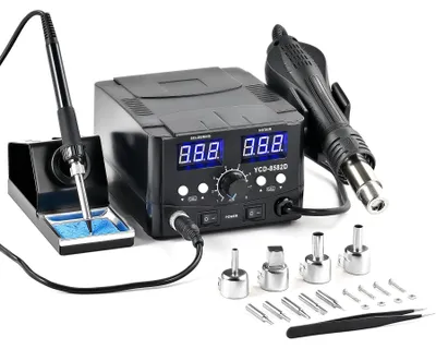 Productafbeelding van Heteluchtsoldeerstation 2-in-1 SMD-desoldeerstation, 750 W, 75 W soldeerbout, LED-display, instelbare temperatuur