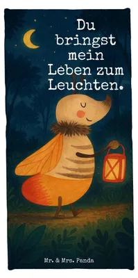 Produktbild von Mr. & Mrs. Panda Strandtuch Glühwürmchen Design - Gelb Pastell - Geschenk, Badehandtuch, Liebesspruch, Lustige Sprüche, Badhandtuch, Heiratsantrag, Liebe, sporthandtuch