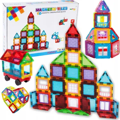 Zdjęcie produktu dla Klocki Magnetyczne Dla Dzieci Panele Neodymowe 45 El Zestaw