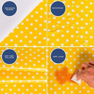 Zdjęcie produktu dla Wodoodporny obrus – łatwy w czyszczeniu, – kwadratowy, 140 x 200 cm – żółty