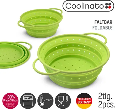 Produktbild von Coolinato Set 2tlg faltbares Silikon-Sieb GRÜN