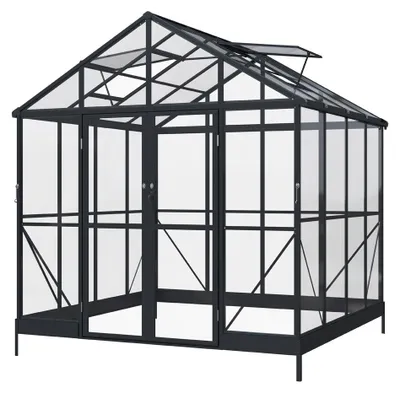 Produktbild von HOME DELUXE Gewächshaus ALBORA – Schwarz, Aluminium/Polycarbonat | inkl. Fundament, 90 % Lichtdurchlässigkeit