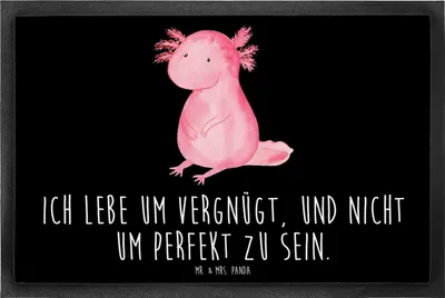Produktbild von Mr. & Mrs. Panda fußmatte Axolotl Niedlich 60 x 90 cm - Schwarz - Geschenk, Gummimatte, Liebe, Weisheit, Schmutzmatte, Lebensweisheit, Bodenvorleger, Freundin, Zufrieden