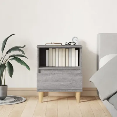 Image de The Living Store Table de nuit Gris Sonoma 40x35x50 cm
