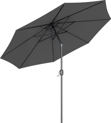 Image de Outsunny Parasol de jardin extšŠrieur Parasol droit inclinable ? 3 m en mšŠtal Rond Polyester 180g/m? manivelle inclinable Gris