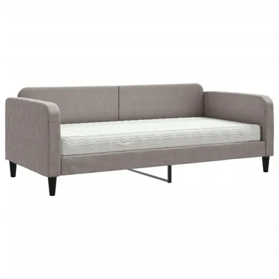 Image de vidaXL Lit de jour avec matelas Taupe 90x200 cm Tissu
