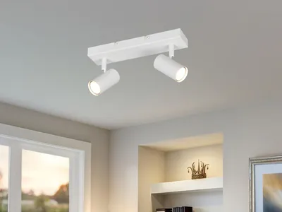 Produktbild von LED Deckenstrahler Weiß 2-flammig - Spotbalken Wohnzimmer, Flur & Küchenstrahler