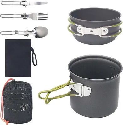 Produktbild von Campingkookset für 1-2 Personen, Camping-Serviesset aus Aluminium