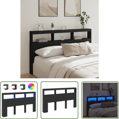 Obrázek produktu pro The Living Store LED čelo s policemi černé 180x17x102 cm