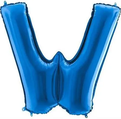 Obrázok produktu pre Nafukovací balónik písmeno W modré 102 cm - Grabo