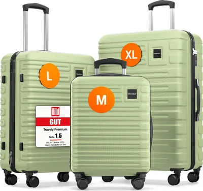 Produktbild von TRAVELY Premium Koffer Set: 77cm, 67cm & 55cm Handgepäck Koffer in einem Set, sehr robuste Reisekoffer mit sanften Rollen & TSA Schloss, Reisekoffer, Koffer & Trolleys