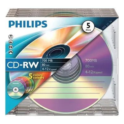 Produktbild von Philips CD-Rohlinge, 80 Min, 700MB, Speed 12x, Slim Case (5 Disc)