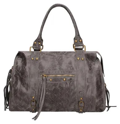 Produktbild von Elara Damen-Schultertasche aus echtem Wildleder Blau Italy Blue Jeans UNICA 41x28x13 cm