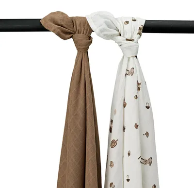 Produktbild von Meyco Forest Animals Swaddle - 2 Stück - Toffee