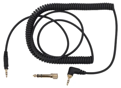Imagen del producto de Cable de audio con resorte para auriculares, compatible con EAH-DJ1200, con conector de 3,5 mm, y cable espiral de extensión de 140–330 cm