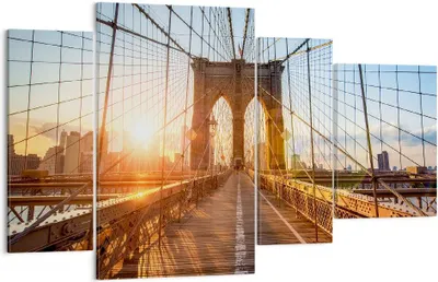 Produktbild von Bild auf Leinwand - Leinwandbild - New York Brücke - 120x70cm - Wand Bild - Wanddeko - Wandbilder - Leinwanddruck - Bilder - Kunstdruck - Wanddekoration - Leinwand bilder - Wandkunst - DL120x70-3707