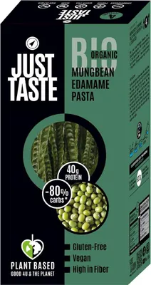 MAKARON PROTEINOWY (Z SOI EDAMAME I FASOLI MUNG) SPAGHETTI BEZGLUTENOWY BIO 250 g - JUST TASTE