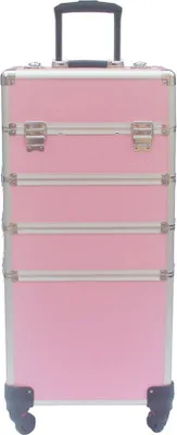 Image de Maquillage Maquillage Valise Cosmétique Chariot Coiffure Beauty Case 4 en 1 Rose