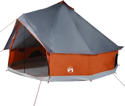 Produktbild von Tipi-Familienzelt 6 Personen Grau und Orange Wasserdicht