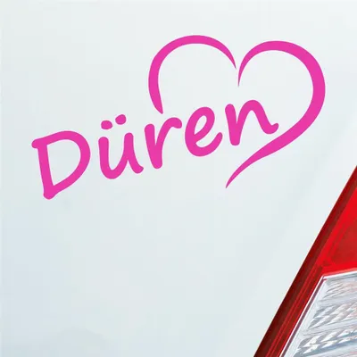 Produktbild von Auto Aufkleber Düren Herz Stadt City Liebe Love Heimat 15,5x8 cm Pink Sticker Heckscheibenaufkleber