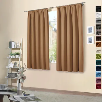 Produktbild von heimtexland ® 2 Stück Thermo Verdunkelungsvorhänge Sonnenschutz Kälteisolierung Verdunkelungsgardinen Kräuselband Vorhang Typ139 Camel HxB 175 x 135 cm
