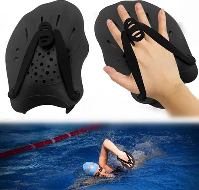 Produktbild von Professionelle Schwimmpaddel - Verstellbare Riemen - Schwimmtraining Handpaddel