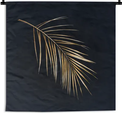 Produktbild von MuchoWow® Wandteppich Wandbehang Pflanzen - Gold - Schwarz - Blätter - Luxus 150x150 cm Tapisserie Dekoration Wandtuch - Wohnaccessoires - Modernes