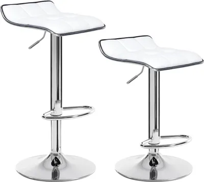 Produktbild von WOLTU Barová stolička sada 2 Barová stolička Counter stool, z imitácie kože, pochrómovaná oceľ, biela